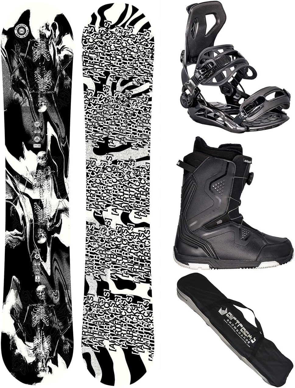 Airtracks Snowboard Set - Read My Mind Snowboard Wide Hybrid Rocker + Bindung Master Fastec MULTIENTRY + Boots + SB Bag 150 157 159 162 cm