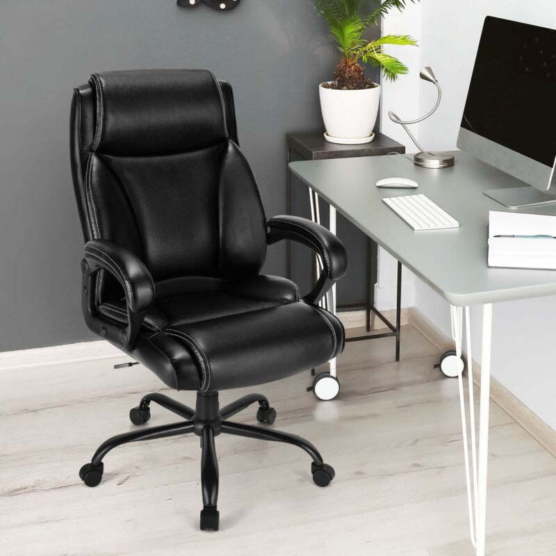 400 Lbs Big Amp Tall Office Chair Leather High Back Executive Chair Wide Seat Swivel Computer Task Desk Chair - Comfortable And Ergonomic Design