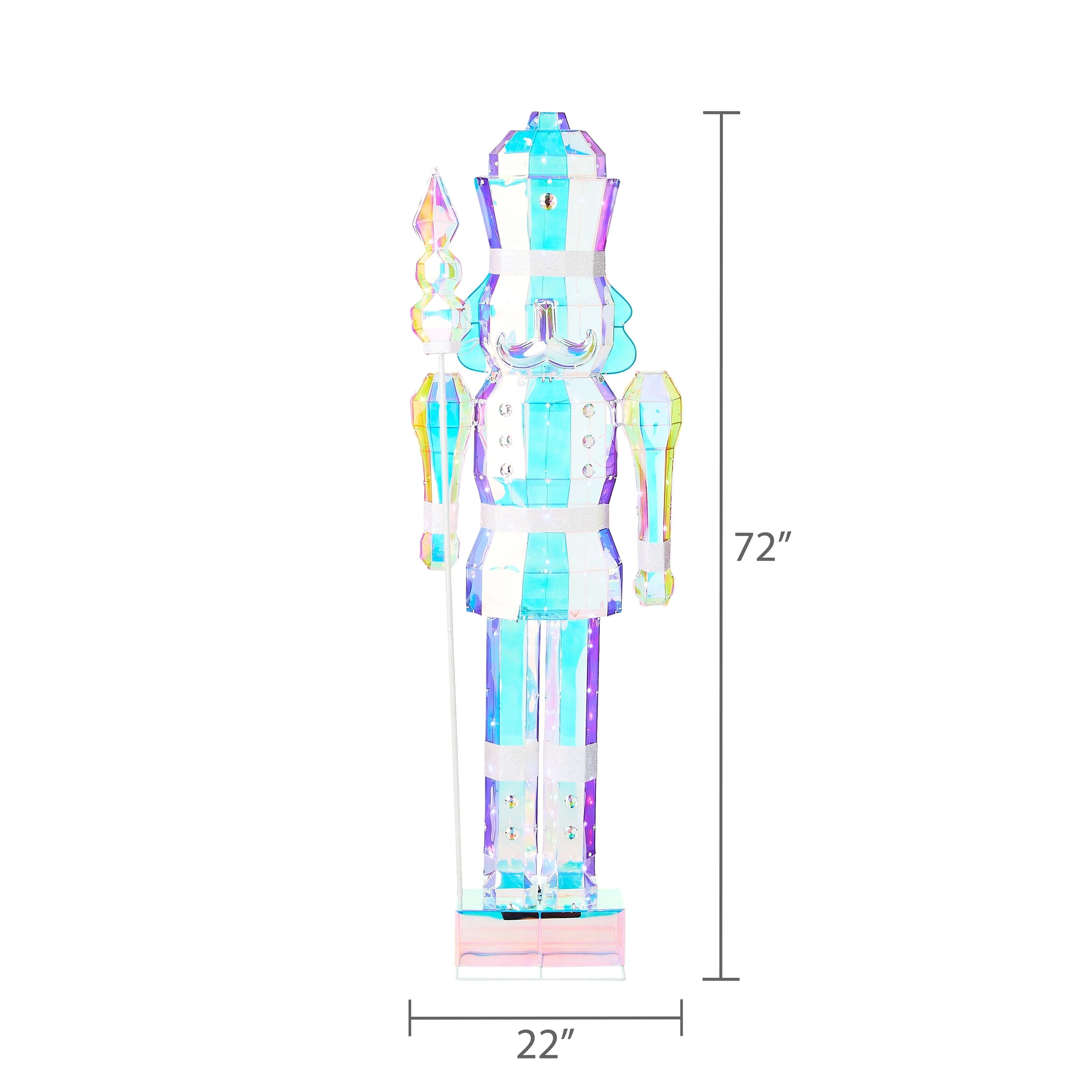 2025 Light-Up Prismatic Nutcracker Indoor/Outdoor Christmas Decoration, Iridescent, 6', by Holiday Time