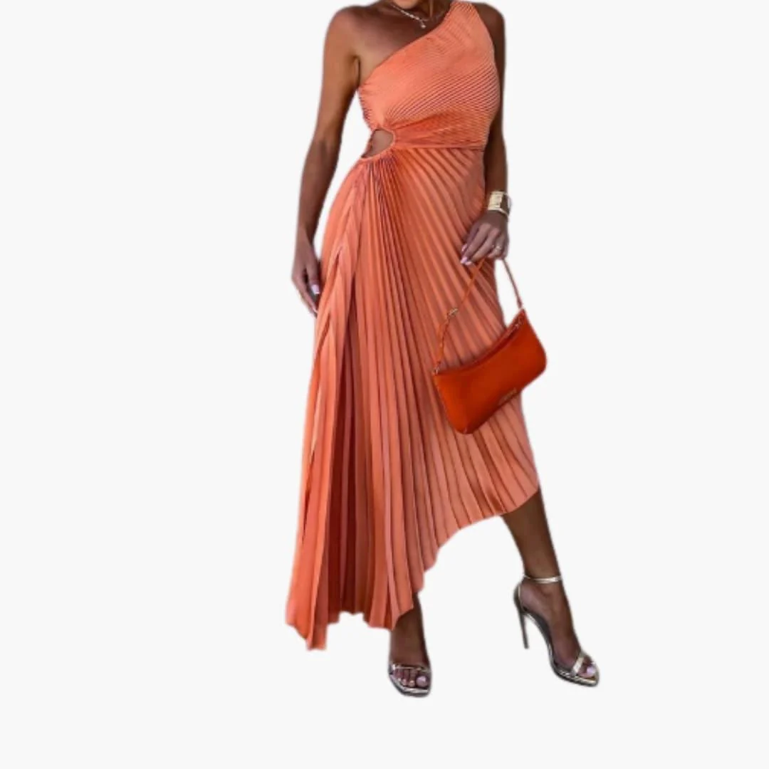 Asymmetrisches Cocktailkleid f��r Damen mit One-Shoulder-Ausschnitt und Plissee-Design
