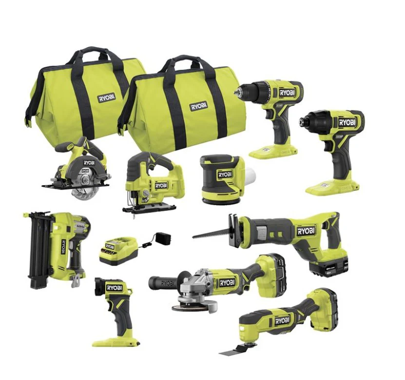 RYOBI ONE+ 18V Cordless Tool Set with 10 Pieces, 3 Batteries and Charger (Model Year 2025) PCK750KN