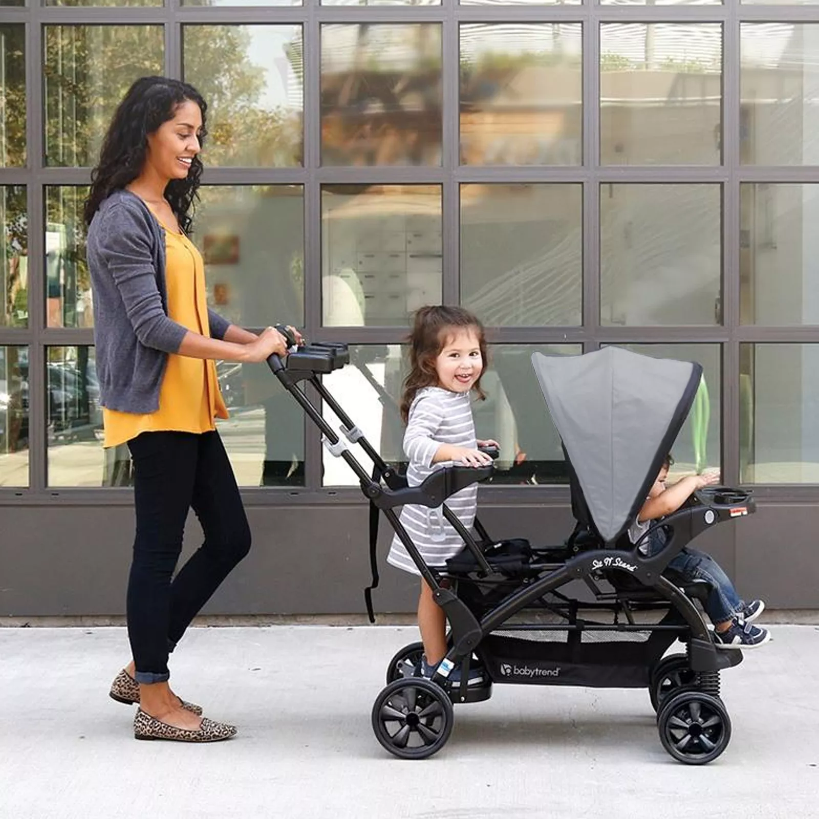 Baby Trend Sit N' Stand Opvouwbare Kinderwagen met Voor- en Achterzitje, Ultra Model �C Morning Mist