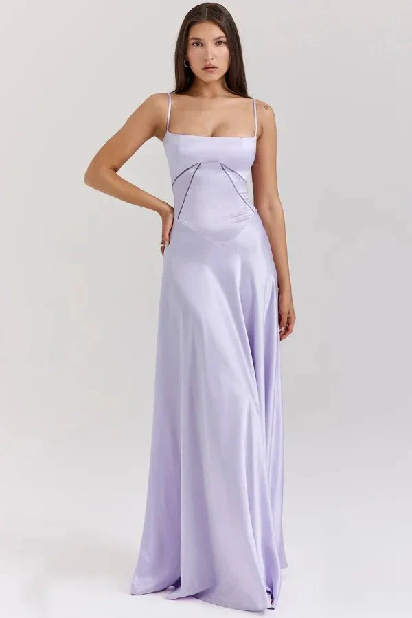 Bodenlanges Seidensatin-Kleid