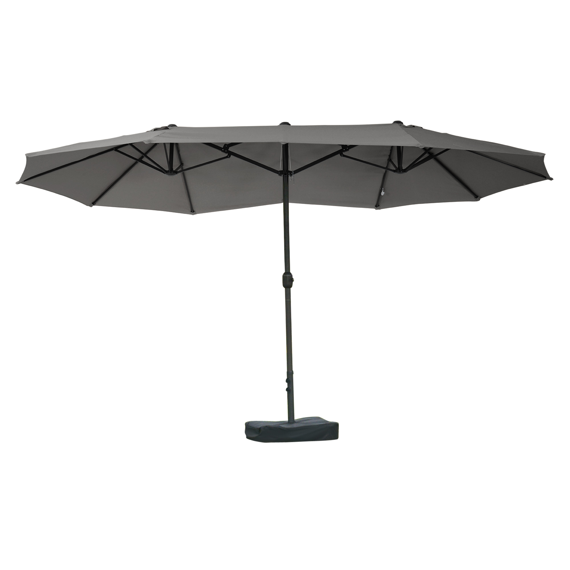 Parasol met parasolstandaard en dubbele parasol 460 x 270 cm donkergrijs
