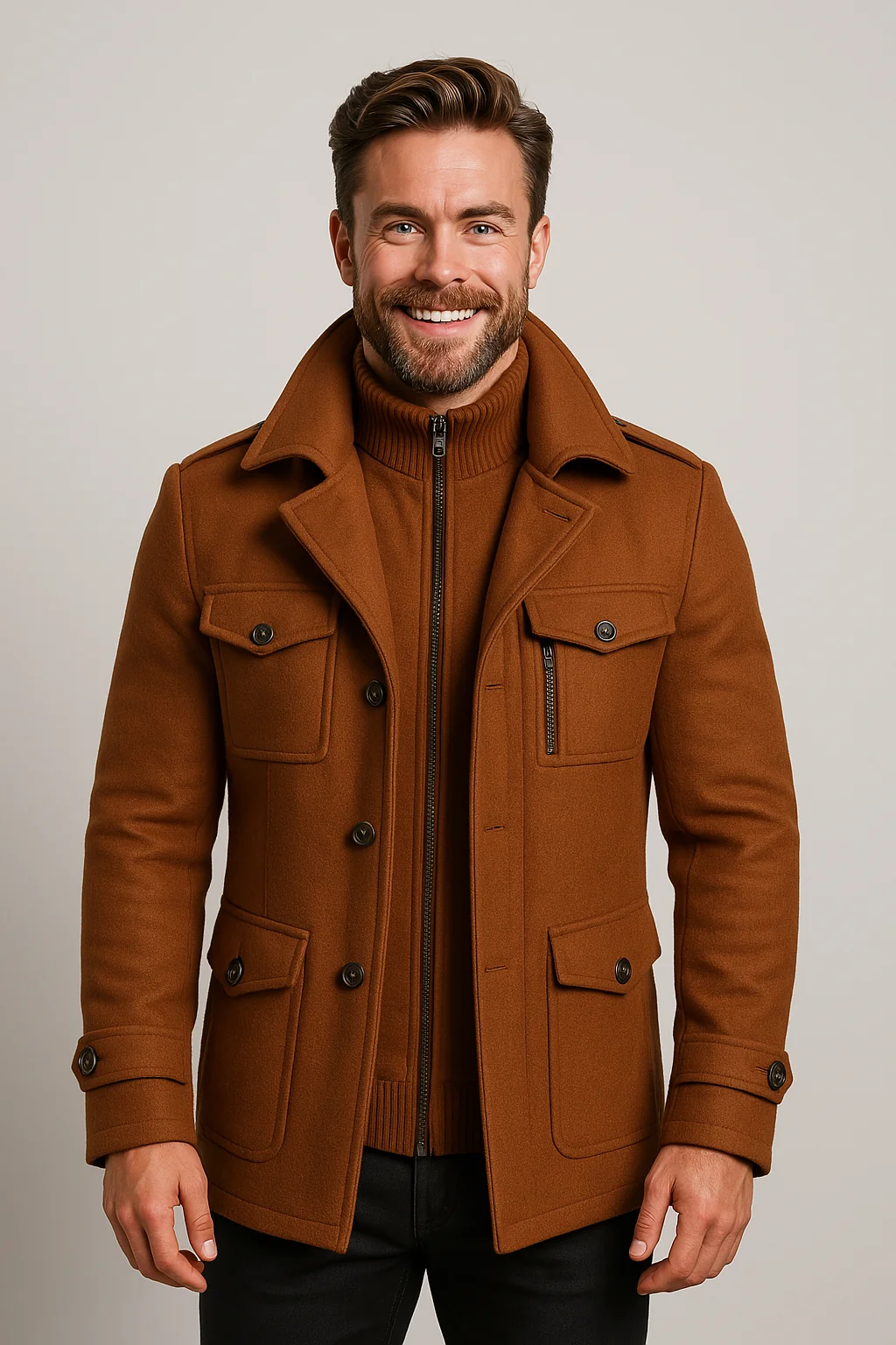 Elegante zweiteilige Herrenjacke mit Wolle f��r Business