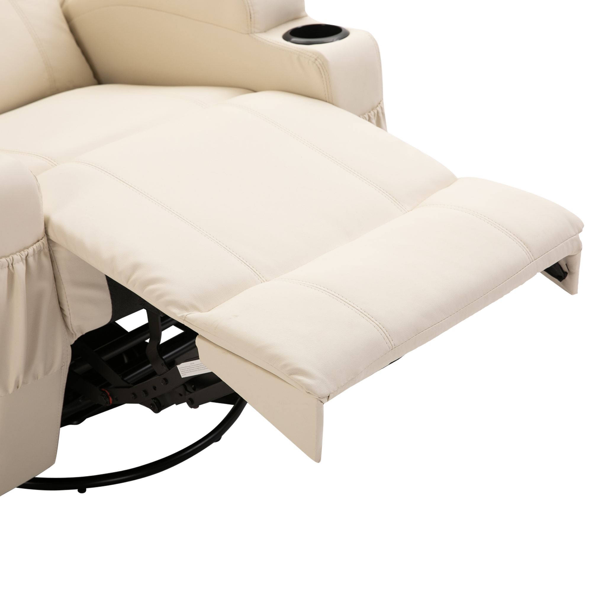 massagestoel, relaxstoel, tv-stoel massagefunctie 5 massagestanden ligfunctie PU-leer hout metaal schuimstof cr��mewit 82 x 97 x 110 cm