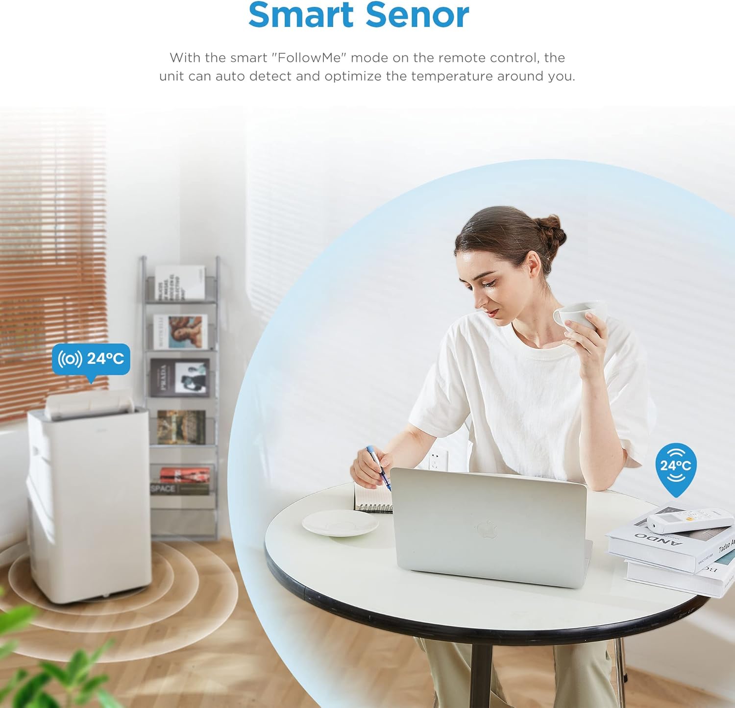 Midea Mobiles Klimagerät Real Cool 35, 12000 BTU, Raumgröße bis 117m³(43㎡), APP-Steuerung/Alexa/Google Home/IFTTT, Mobile, Weiß