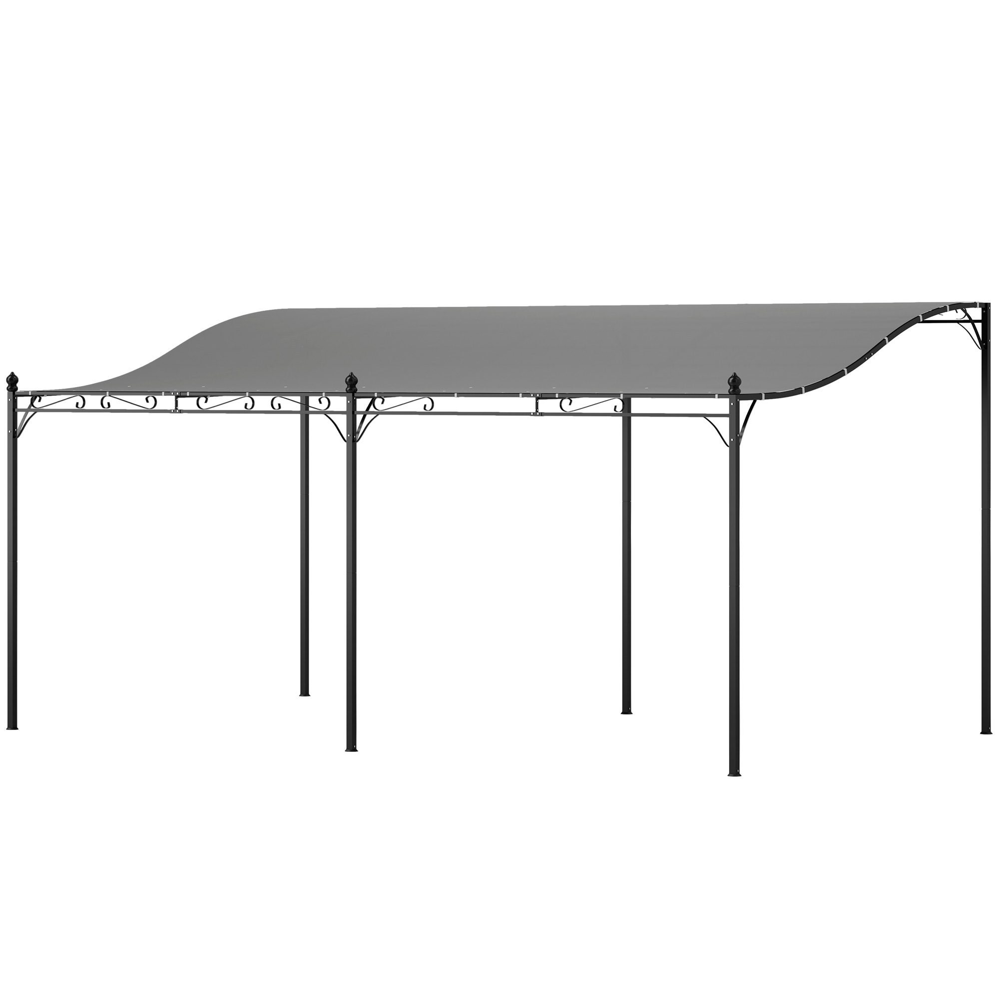 Outsunny 3 x 5 m Pergola, Flexibel Tuindak met Waterdichte Zeildoek en Metalen Frame, Schaduwverlener, Donkergrijs