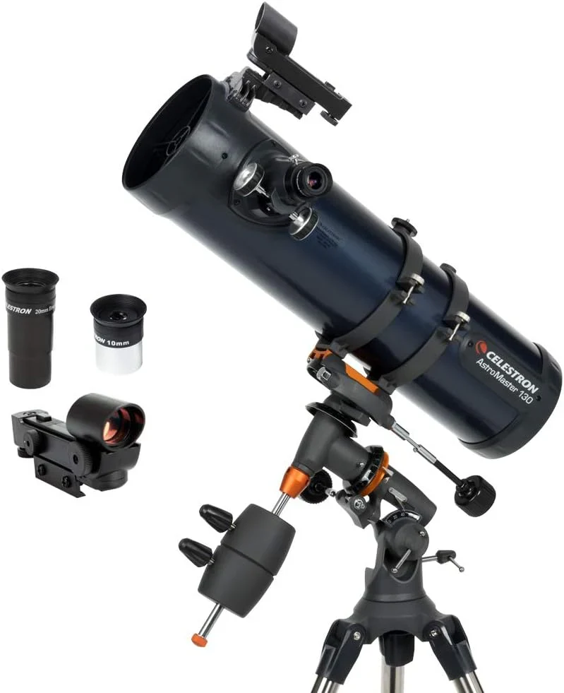 Celestron 31051 AstroMaster 130EQ, Telescopio reflector newtoniano con accionamiento por motor, azul oscuro