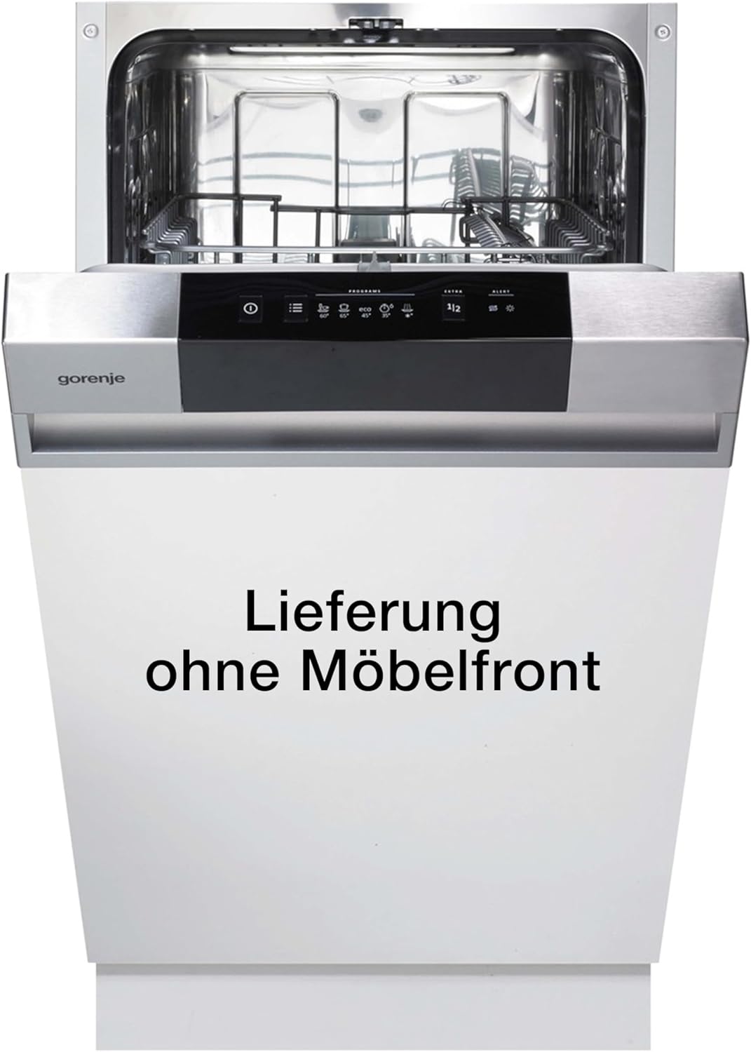 Gorenje GI 520 E15X Teilintegrierbarer Geschirrspüler / 45cm / 9 Maßgedecke / 5 Programme / 1h Reinigungsprogramm / höhenverstellbarer Oberkorb / vollständiger Überlaufschutz, Eingebaut, Edelstahl