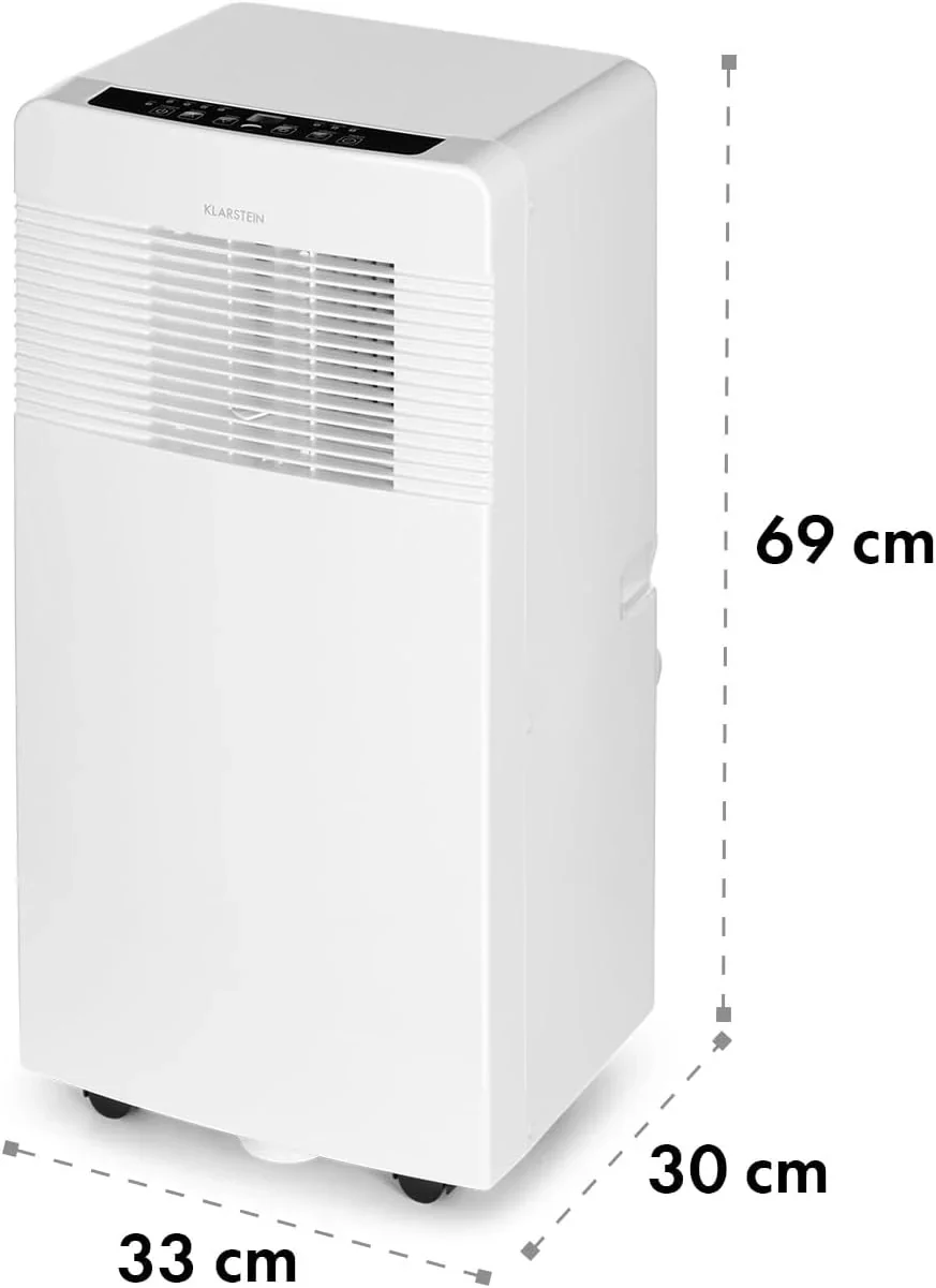 Klarstein Mobile Klimaanlage mit Abluftschlauch, 3-in-1 Klimager?t mit Ventilator, Luftentfeuchter & Nachtmodus, Kleine & Portable Klimaanlage f��r Wohnung & B��ro, 12000 BTU Niedrig Verbrauch