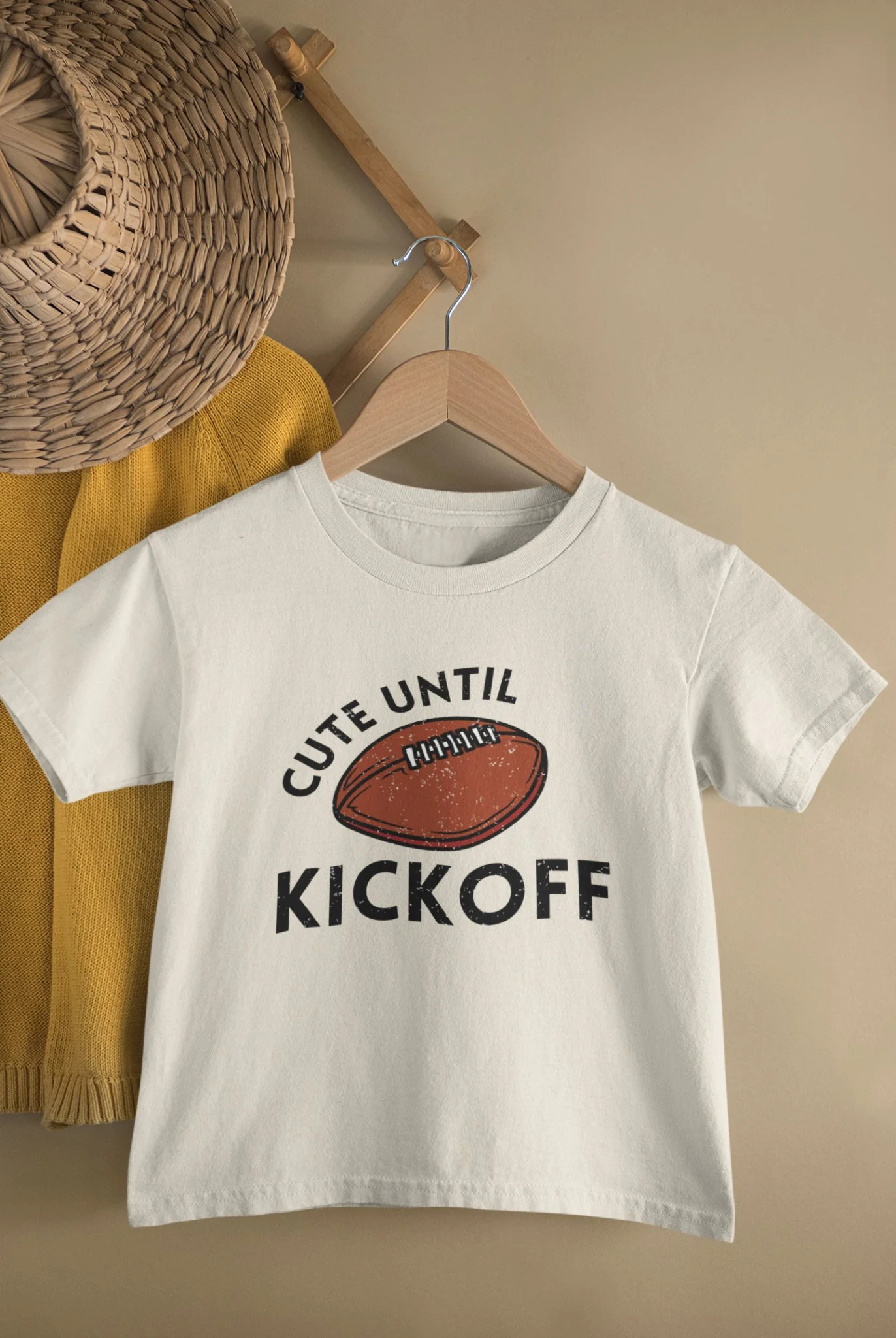 Cute Until Kickoff Baby T-Shirt, Fall Baby Tops, Fall Baby Clothes, Football Baby T-Shirt