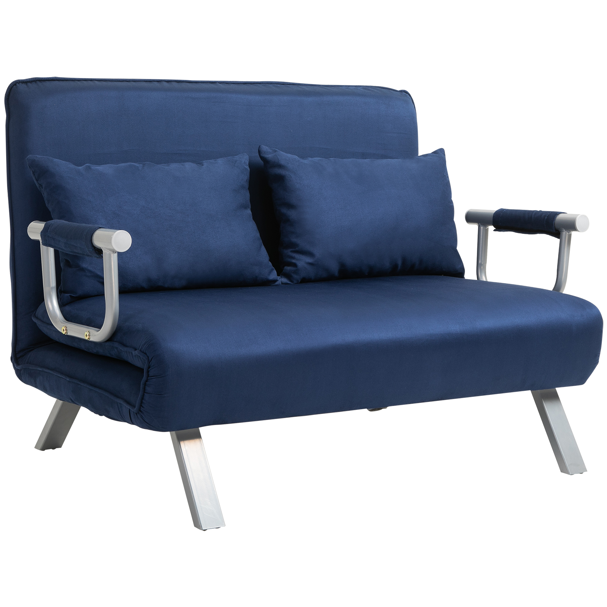 Slaapbank, 5-voudig verstelbaar, su��de-imitatie, metalen frame, incl. kussen, Marineblauw