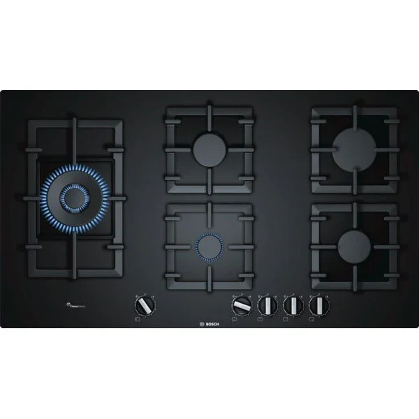 Placa de Gas Bosch PPS9A6B90 Serie 6 – 90 cm de Vidrio Templado Negro