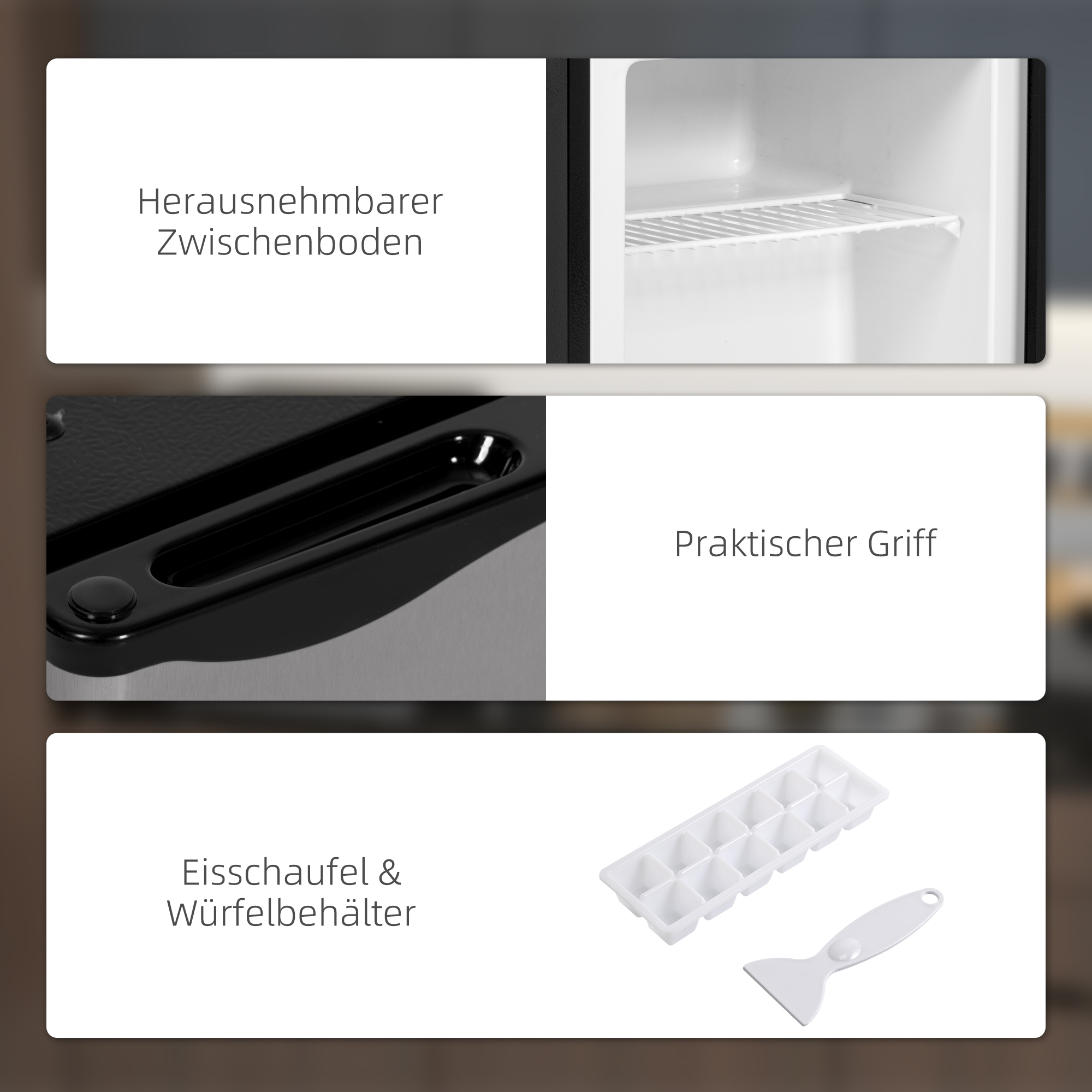Mini-Vriezer, 35 L Minikoelkast, -14 tot -24��, 5-Staps Temperatuurregeling, 47 x 44,2 x 48,8 cm, Zilver