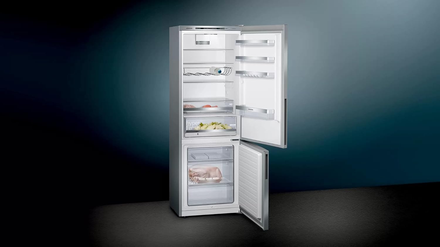 SIEMENS KG39EAICA iQ500 Kühl-Gefrier-Kombination, 201 x 60 cm, 249 L Kühlen + 94 L Gefrieren, LowFrost seltener abtauen, LED-Beleuchtung gleichmige Ausleuchtung, BigBox Platz für groes Gefriergut