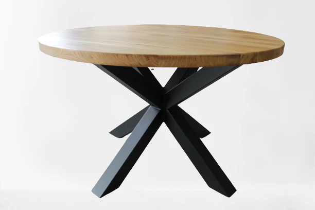 Serie UNA | Massivholztisch Rund - Eiche - inkl. Tischbein Matrix - versch. Gren und Farben | Durchmesser: 100 - 160 cm