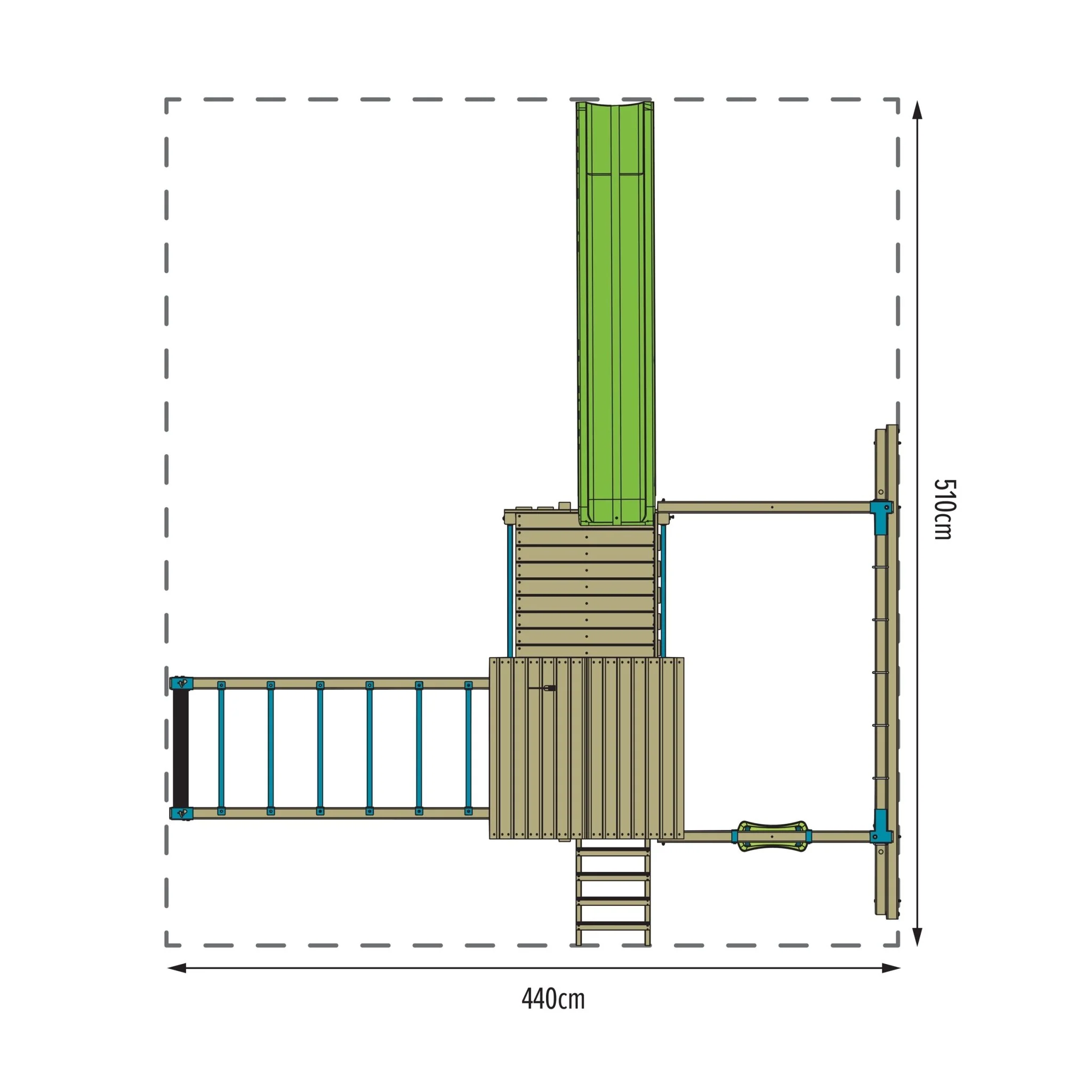TP Skywood Houten Klimrek met Super Golvenglijbaan, Sky Deck, Klimrek en Skyline met Rapide Schommelzit ?C FSC? gecertificeerd