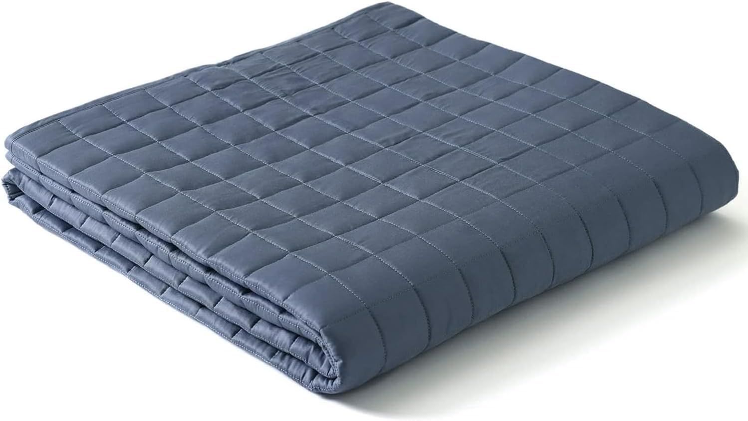 YnM Bamboo Cooling Weighted Blanket with Glass Beads, 6.8kg, Blue Grey, for Queen/King Bed