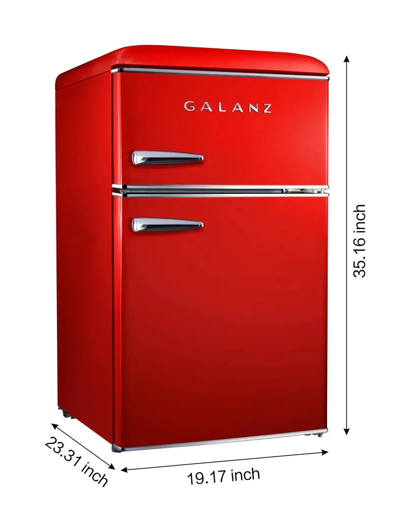 Galanz Retro 3,1 Kubieke Voet Vrijstaande Mini Koelkast met Vriesvak