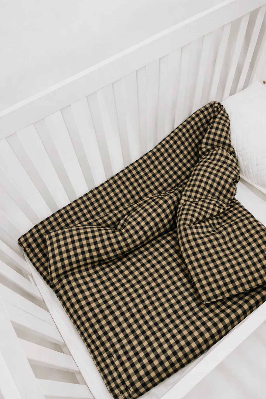 Brown Black Gingham Crib Quilted Blanket