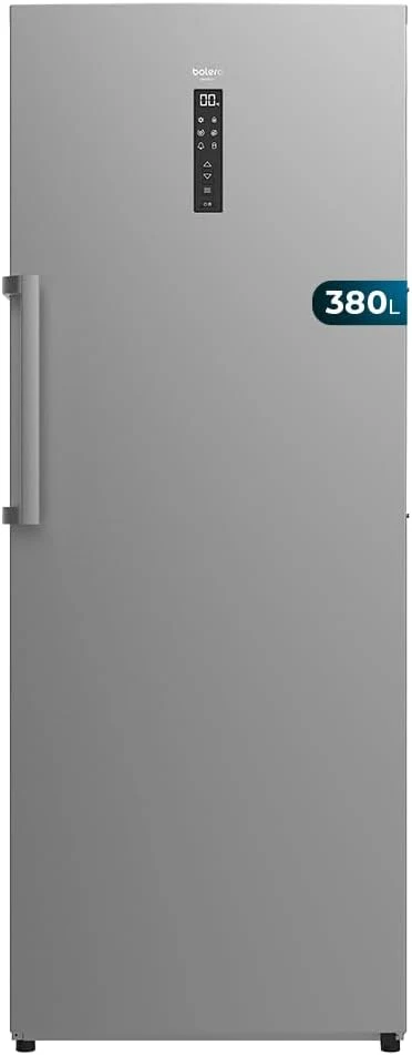 Cecotec Congelador Vertical de 380L Bolero CoolMarket UF 380 inox D. 1950W, Motor Inverter Plus, Bajo Consumo, Total No Frost, Display door, Convertible a frigorífico, Multi Airflow