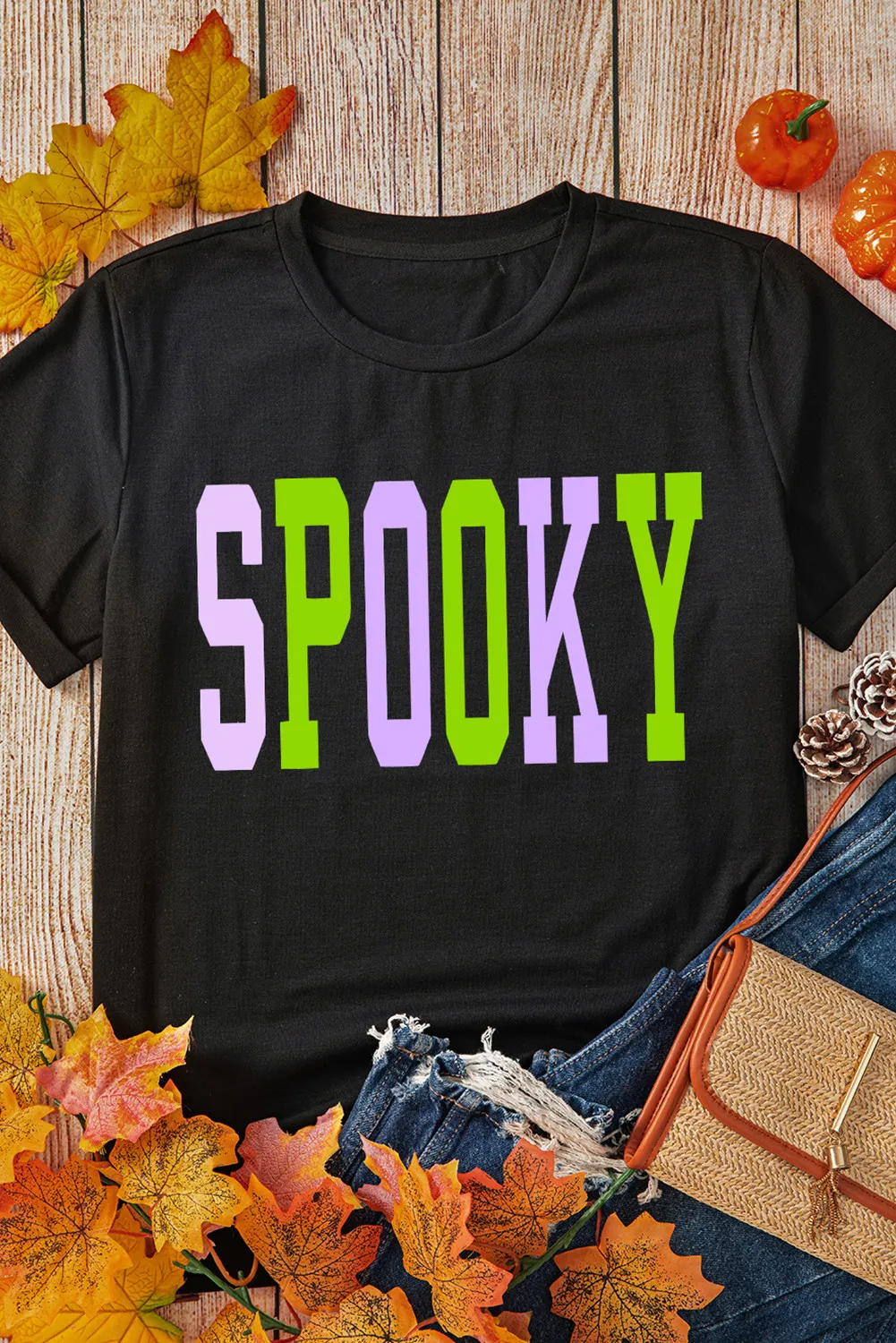 SPOOKY Women's Round Neck Short Sleeve Holiday T-Shirt