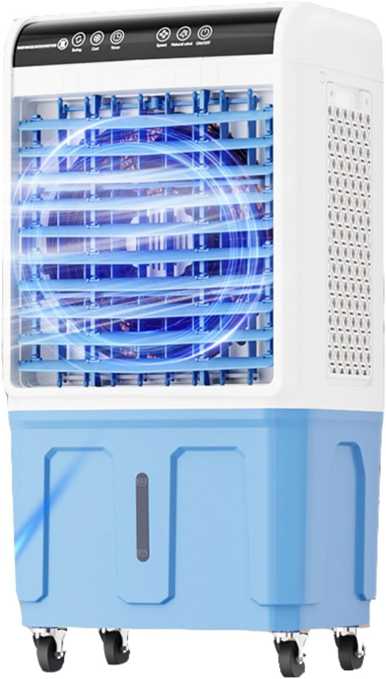 Tragbare Klimaanlage mit 3 Geschwindigkeiten, Oszillierfunktion, extra großer Wassertank, Eisbox-Funktion, Verdunstungskühler für Schlafzimmer und Küche