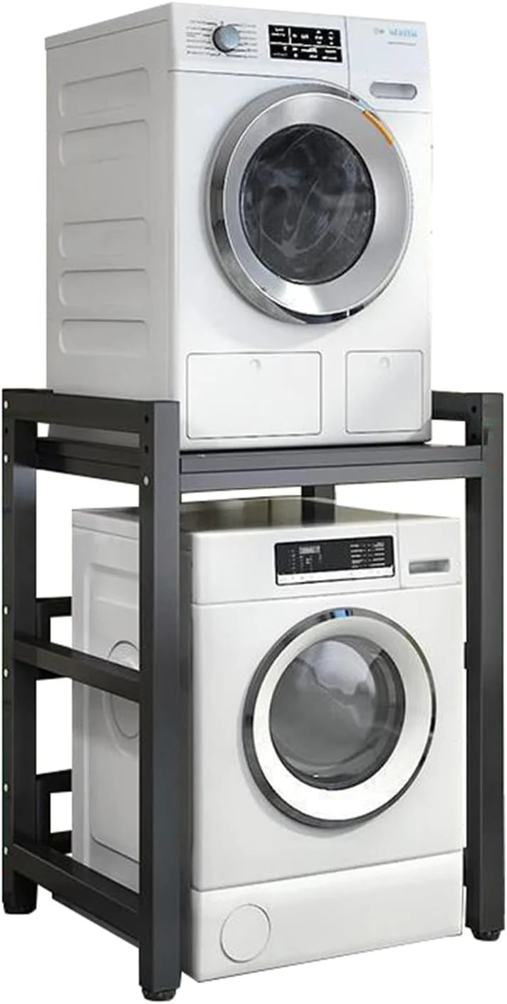 Soporte de secadora de altura ajustable, kit de apilamiento para lavadoras y secadoras de carga frontal, estante de almacenamiento sobre lavadora con capacidad de carga de 400 kg