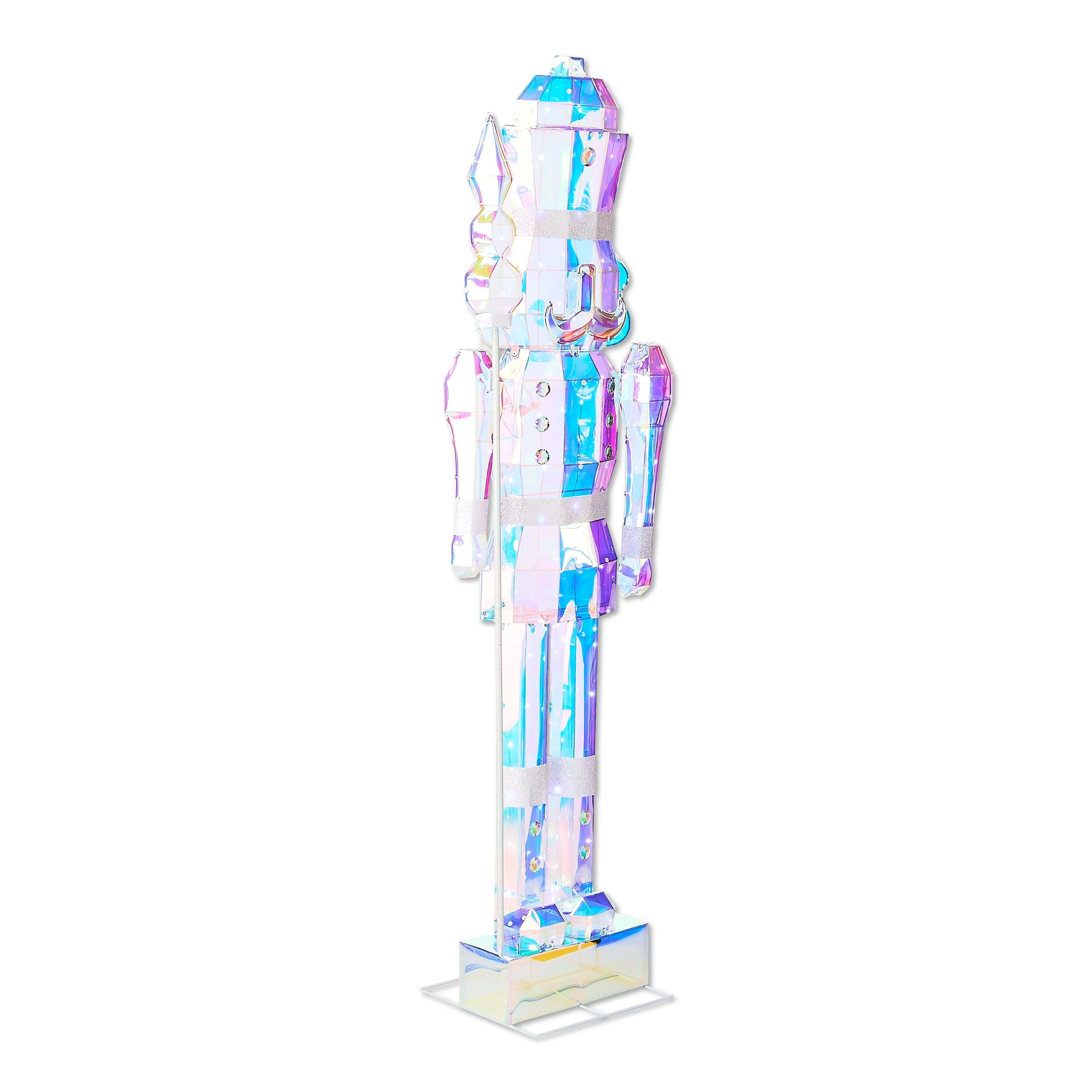 2025 Light-Up Prismatic Nutcracker Indoor/Outdoor Christmas Decoration, Iridescent, 6', by Holiday Time