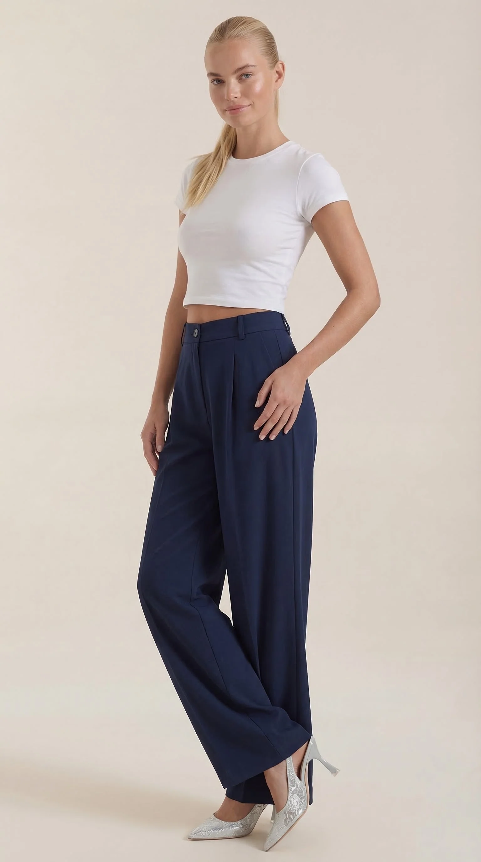 High Waist Stoffhose