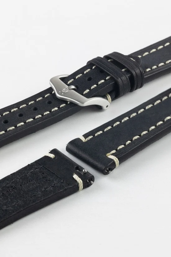 Hirsch LIBERTY Leather Watch Strap in BLACK
