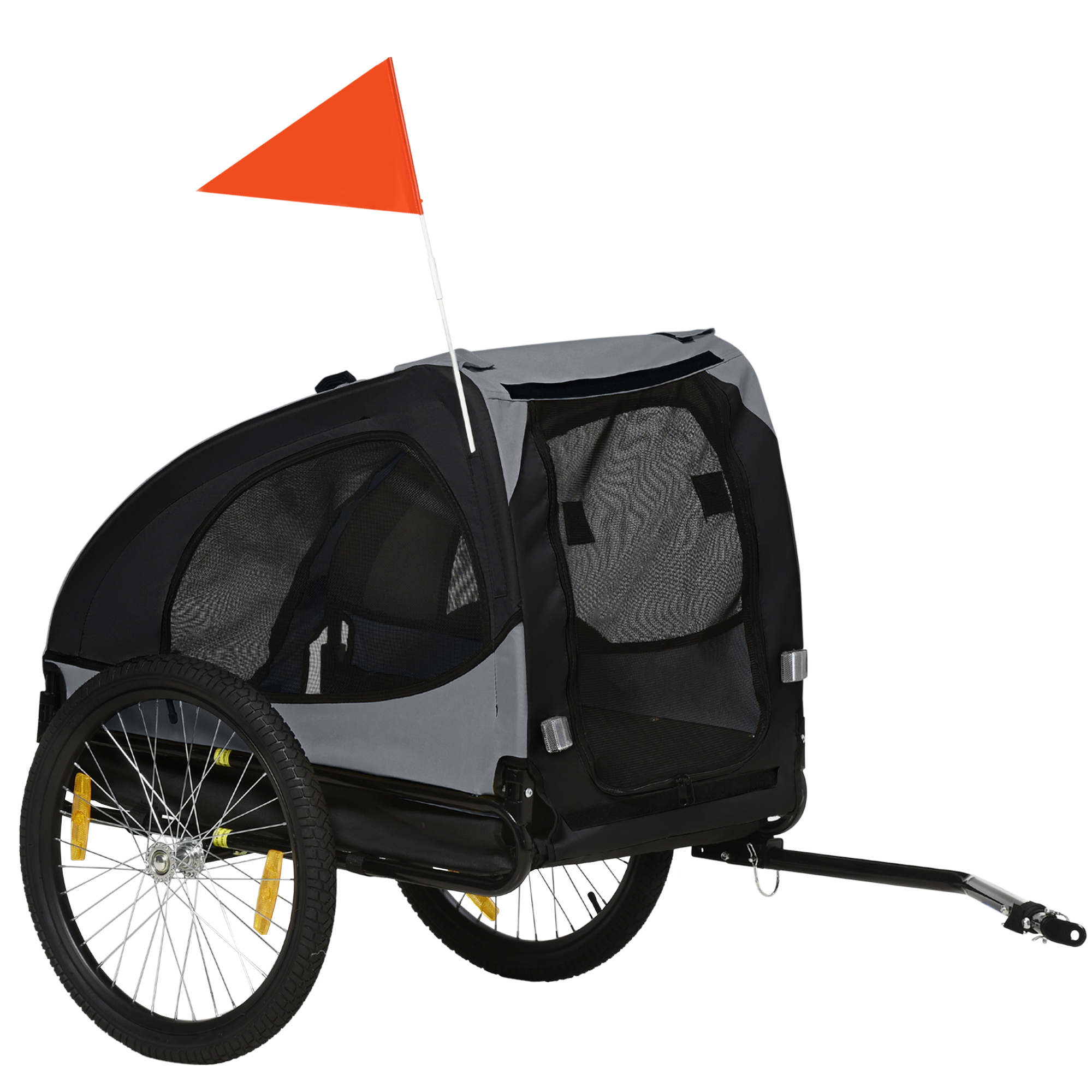 PawHut hondenaanhanger, vouwfietsaanhanger, hondenaanhanger, zwart