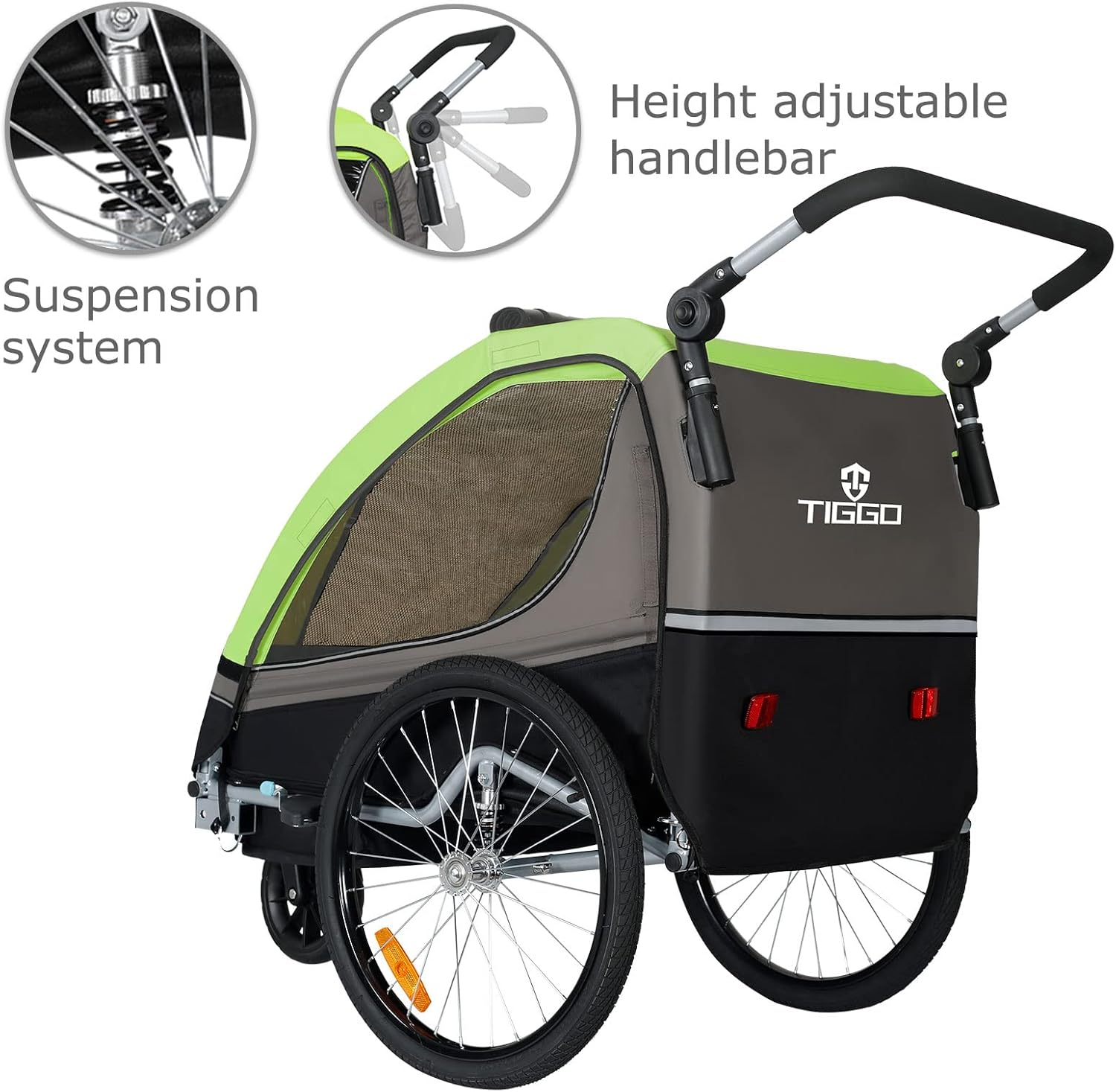 Tiggo S2 Kinderanhänger mit Federung Jogger 2 in 1 Kinder Buggy fahrradanhänger Anhänger 360° Drehbar