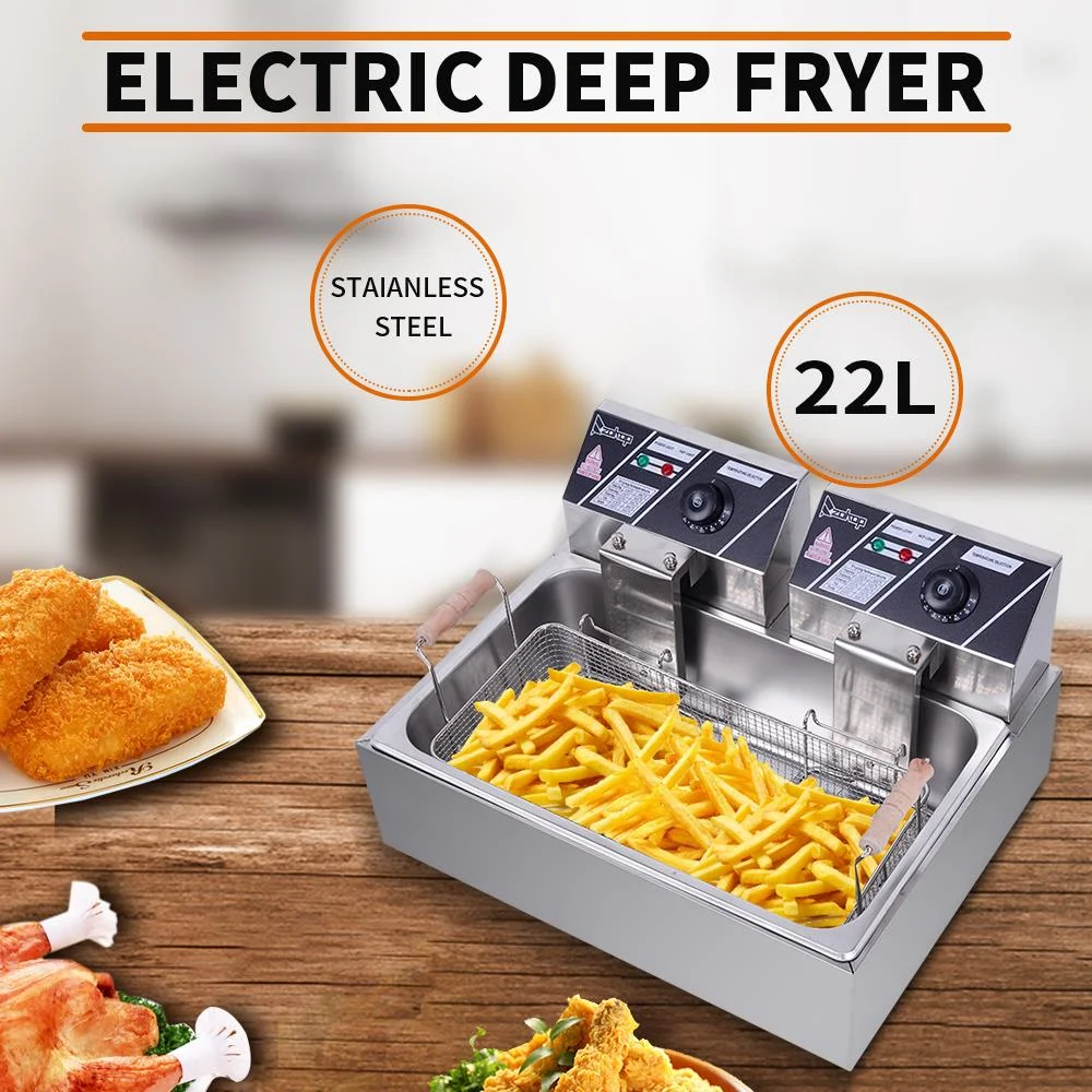 Winado commerci?le/huishoudelijke friteuse van roestvrij staal met een inhoud van 23,26 Qt / 22 L