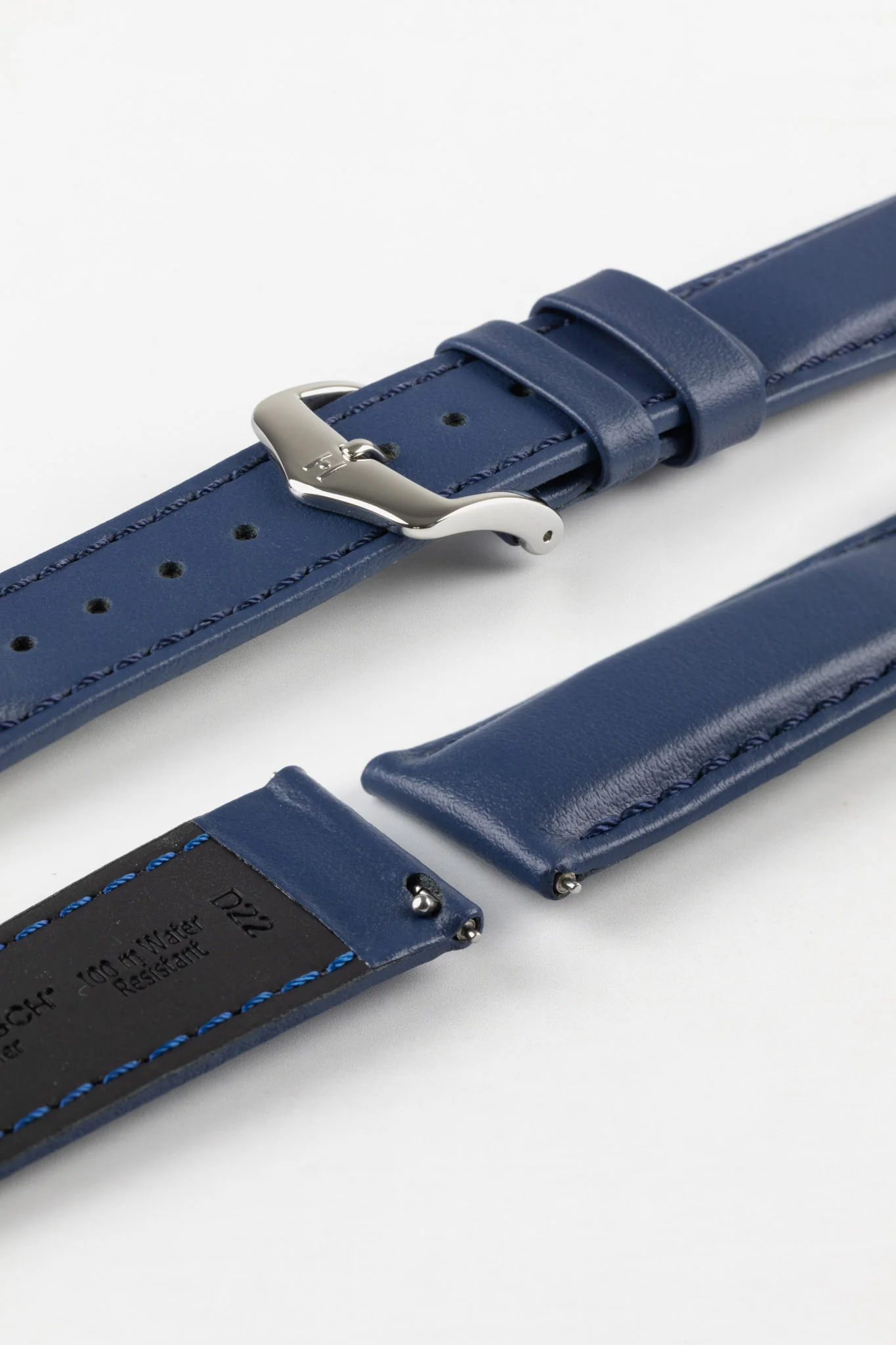 Hirsch RUNNER Water-Resistant Calf Leather Watch Strap in BLUE