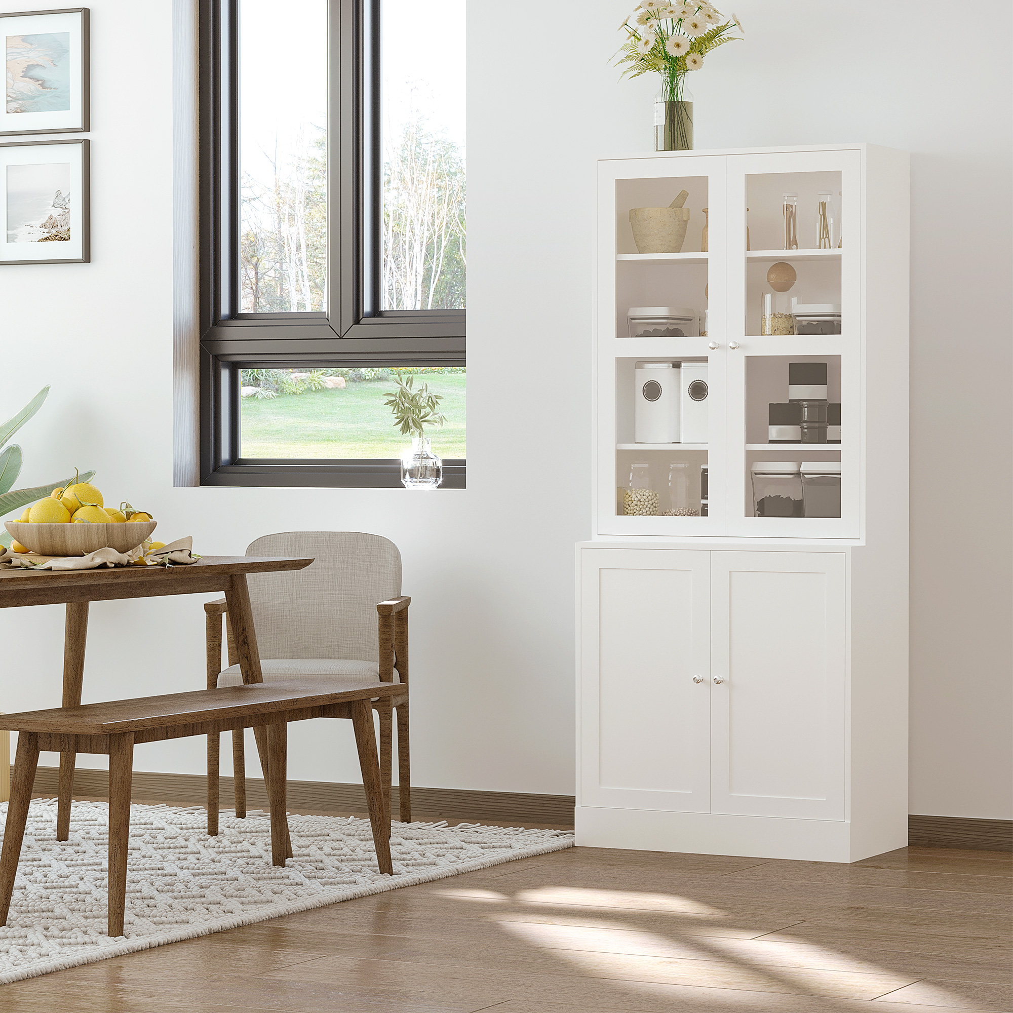 Boekenplank Wandplank Plank, 2 planken, 76 cm x 40 cm x 178,5 cm, Wit