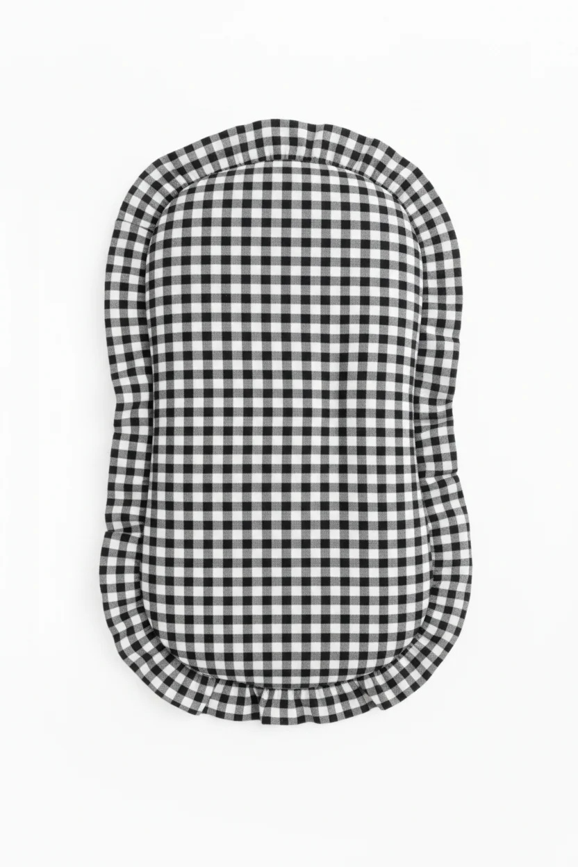 Black Gingham Ruffle Baby Lounger Cover
