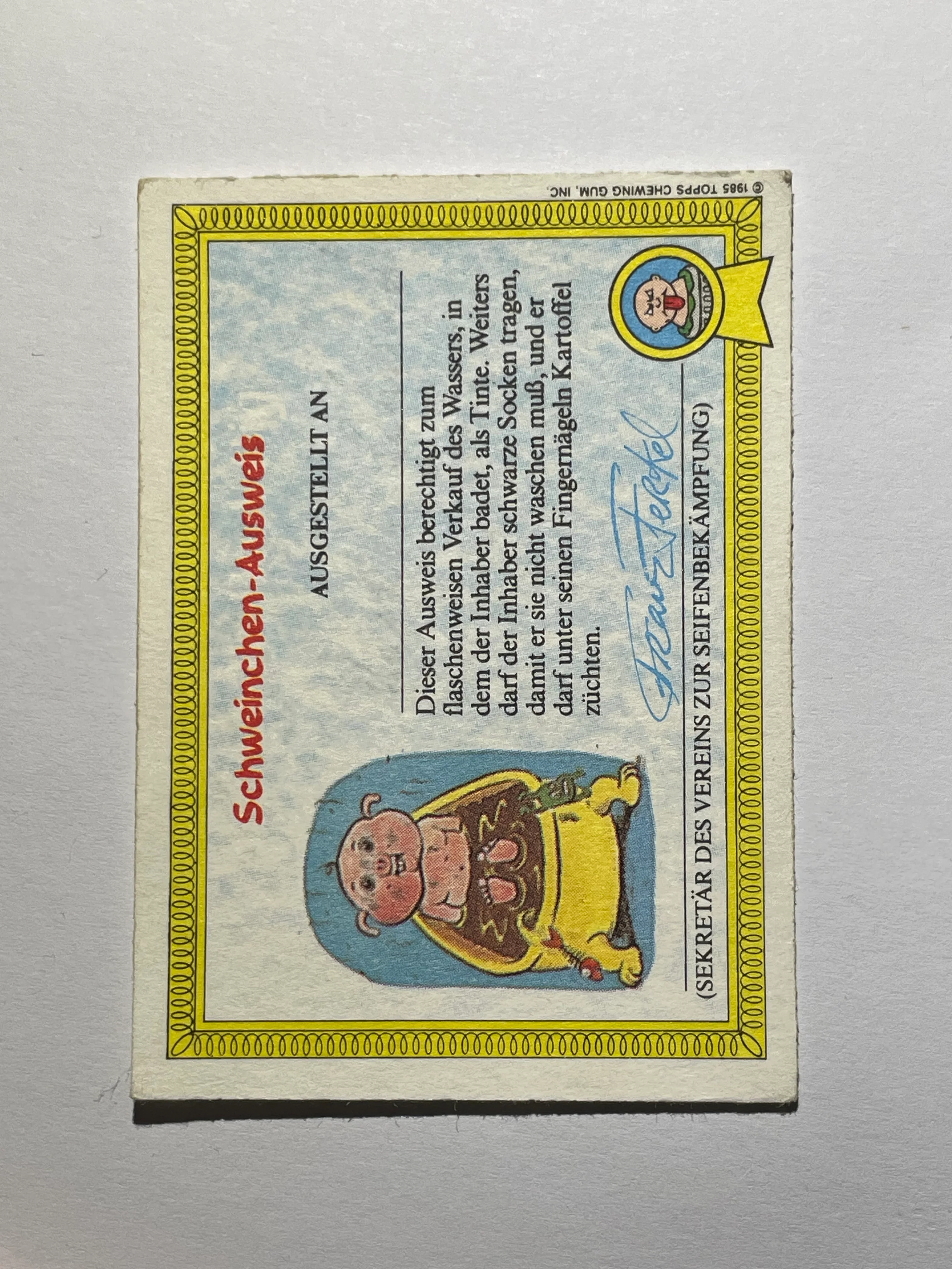 Garbage Pail Kids | German Test Set | 1985 | WILLI WRACK 40A | OS1 UNSTICHED MITCH/DAMAGED DON