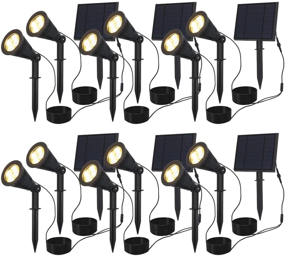 HOFTRONIC - 6er Pack Solar Gartenstrahler Bend Duo IP65 Wasserdicht 3000K Gartenleuchte LED Solarlampen Außen Solarleuchte Erdspieß Wegeleuchte mit Wintersolar Solarpanel Warmweiß Garten Solarstrahler