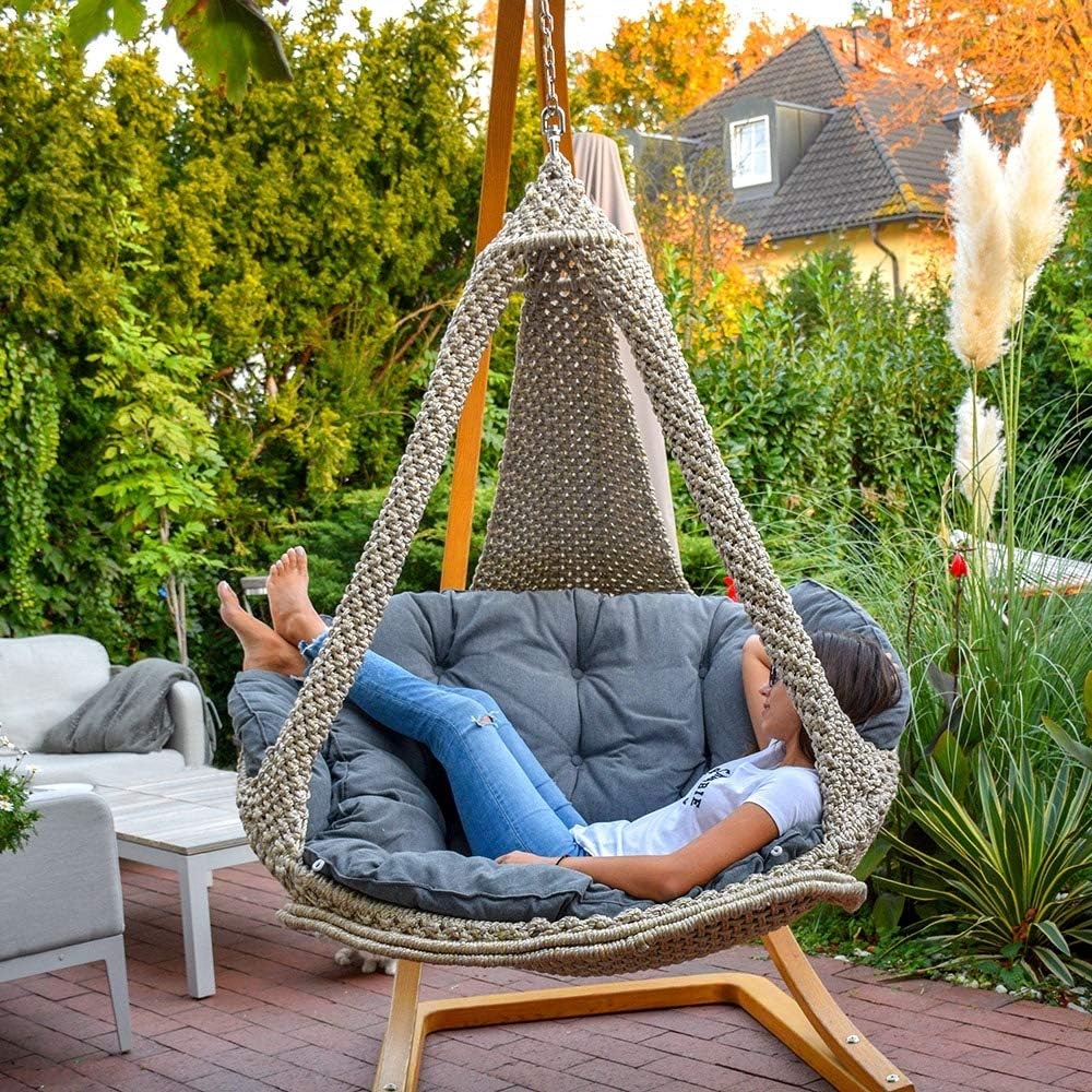 Lola Hängesofa Nido XL Champagne wetterfest mit Kissen Anthracite - Kollektion 2019