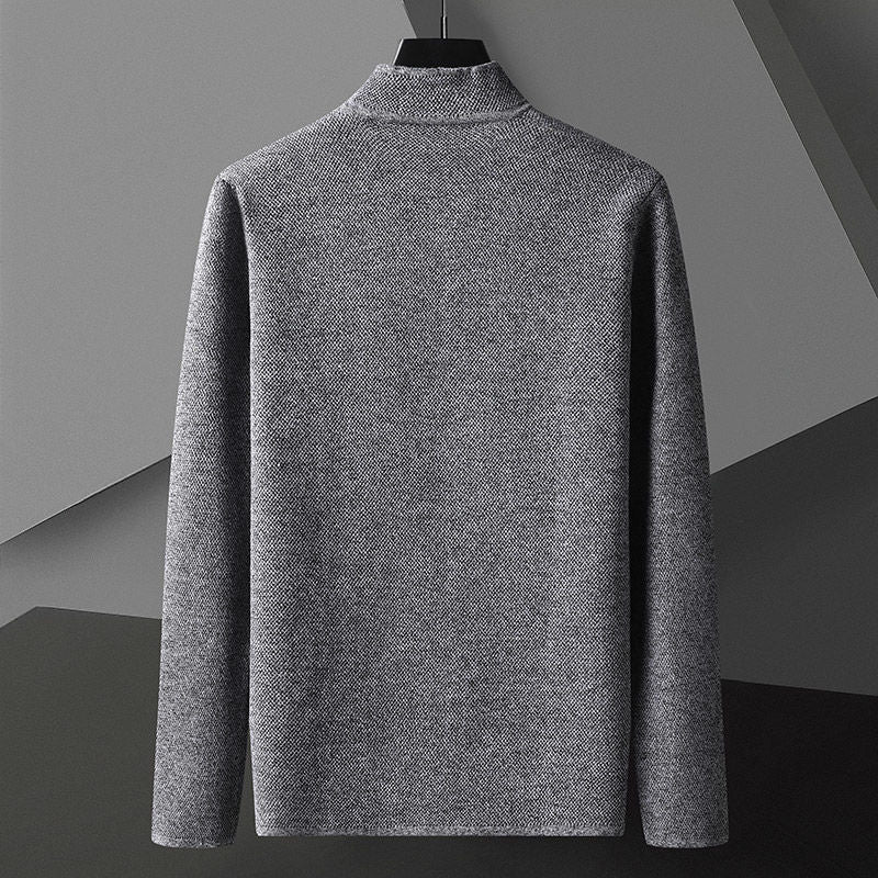 Strukturierte Strickjacke mit Stehkragen f��r Herren