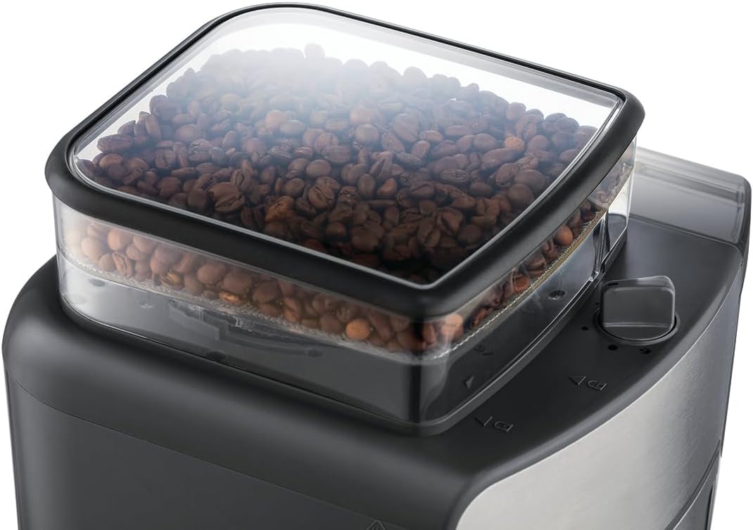 Russell Hobbs Kaffeemaschine mit Mahlwerk Glaskanne [Digitaler Timer, Brausekopf für opt. Extraktion & Aroma] Grind&Brew (1 bis 10 Tassen, 3-stufige Mahlgradeinstellung) Filterkaffeemaschine 25610-56