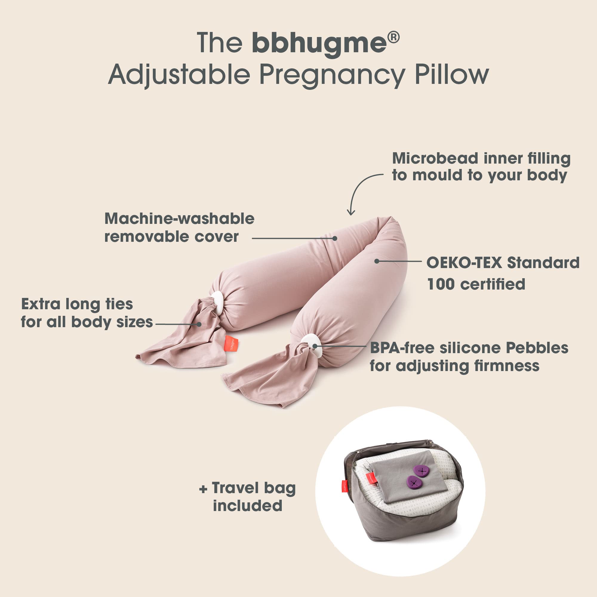 bbhugme Pregnancy Body Pillow Adjustable