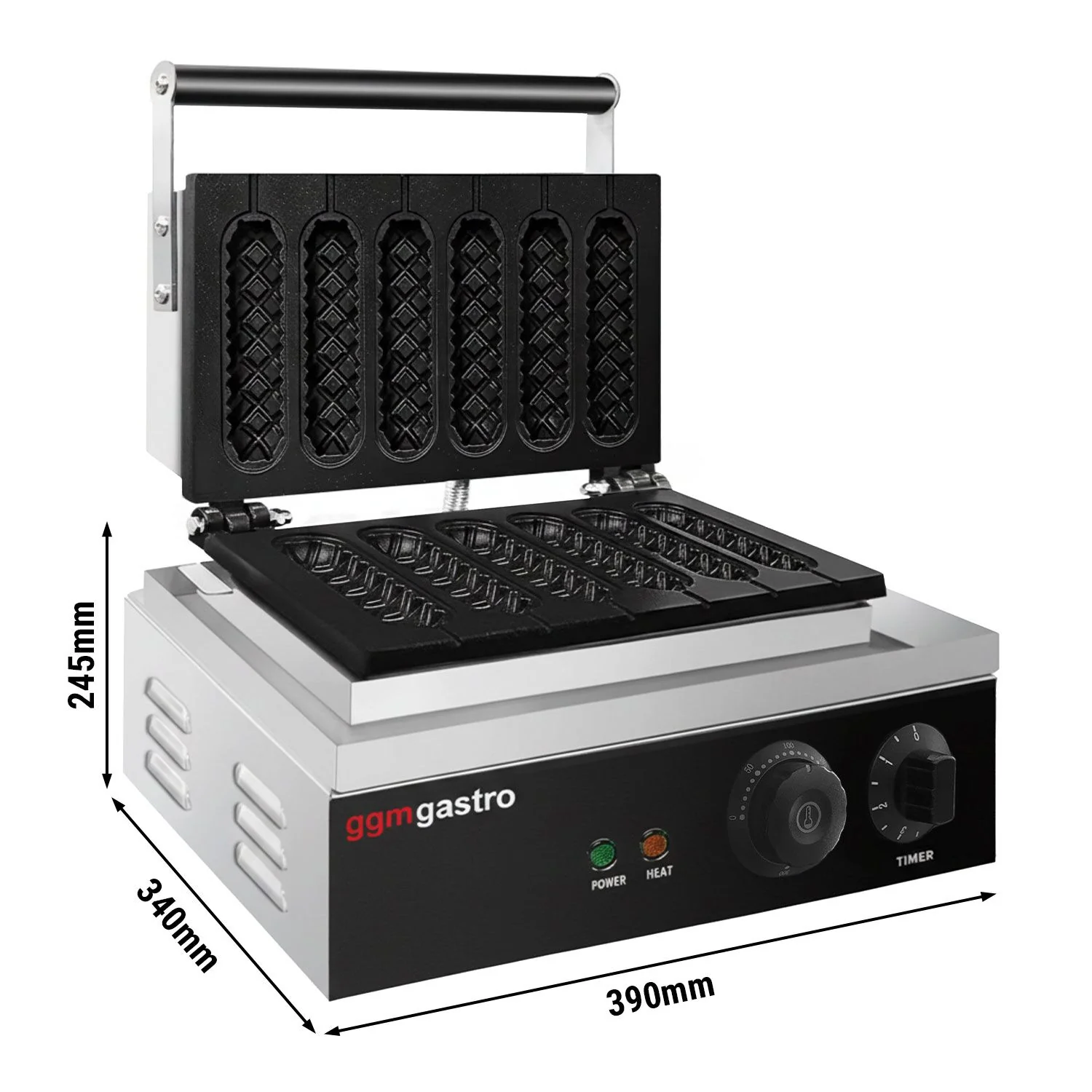 Vaffeljern / corn dog - enkelt - mekanisk termostat - 1,55 kW - Form: Corn dog (vafler p? pinne)