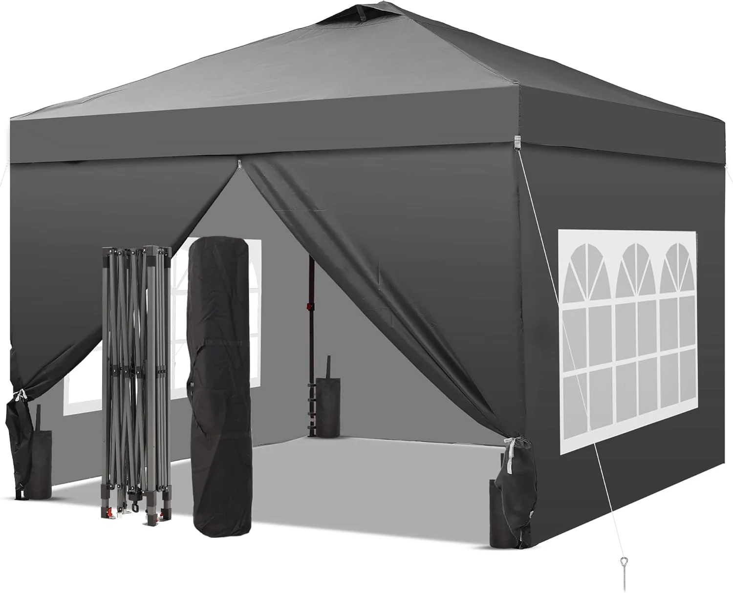 GDY 12x12 Pop Up Canopy Tent with 4 Sidewalls, Easy Set up with One Push Lift Gazebo