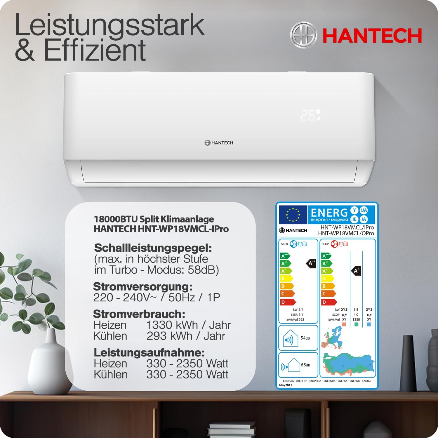 HANTECH Multi Split Klimaanlage H-PRO Inneneinheit 18000 BTU weiß