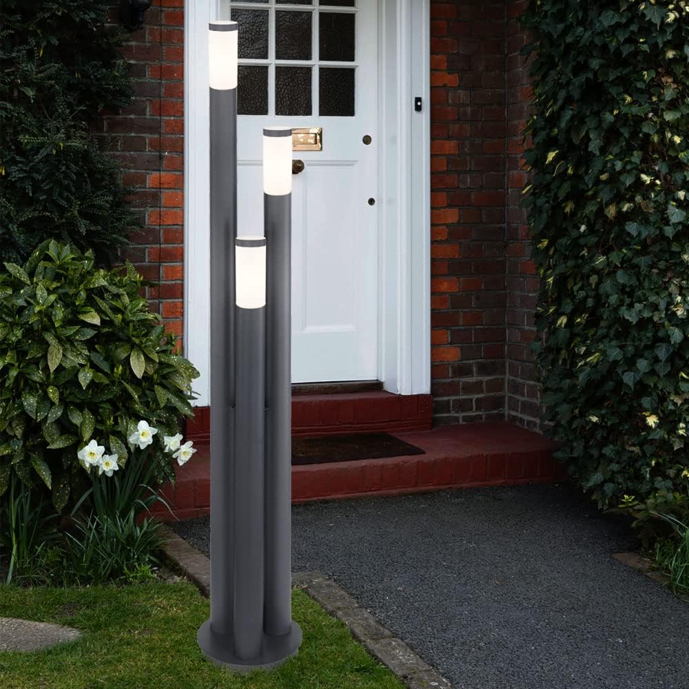 Außenleuchte Stehlampe Wegeleuchte außen Gartenlampen anthrazit IP44, Edelstahl Kunststoff opal modern, 1x LED warmweiß, DxH 28x170cm