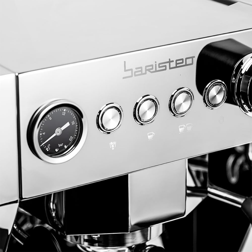 Cecotec Espresso-Kaffeemaschine Barista Baristeo Intima, professionelle Barista-Espressomaschine, Vorbrüh-System, 15 Bar Pumpe, einfaches Befüllen, 1,7L Wassertank und Tassenwärmer