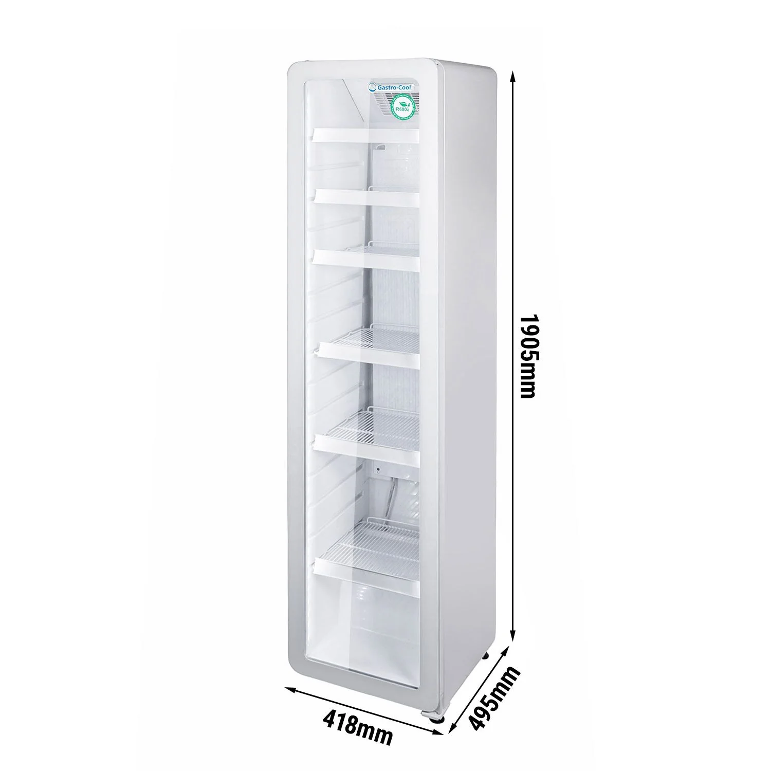 GASTRO-COOL | Kjøleskap for drikke - 220 l - smal - 1 glassdør - hvit